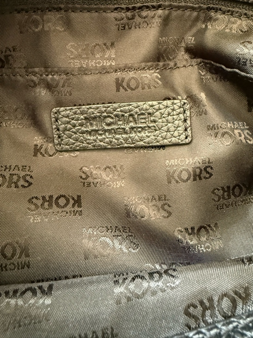 Michael Kors Black Leather Tote with Gold MK Logo Charm - Picture 7 of 13